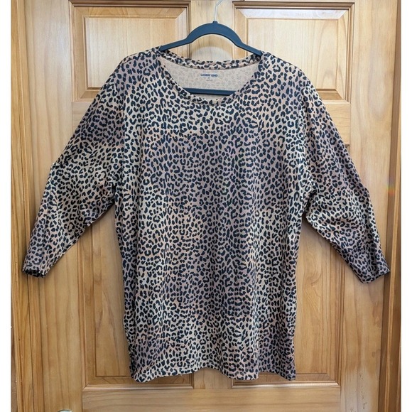 Lands' End Sweaters - Lands' End Women XL Fit Flare Leopard Print Pullover Long Sleeves Tunic
